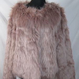 NEW FOREVER 21 CHAMPAGNE PINK FAUX FUR JACKET XL